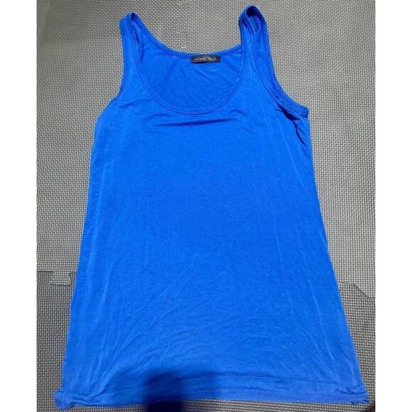 Emily Blu Womens Crew Neck Sleeveless Rayon Blue Beach T Shirt Top Tank Top - Picture 1 of 6